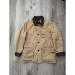 J Crew Chore Jacket Men’s Medium Khaki Barn Field Canvas Corduroy Collar Utility